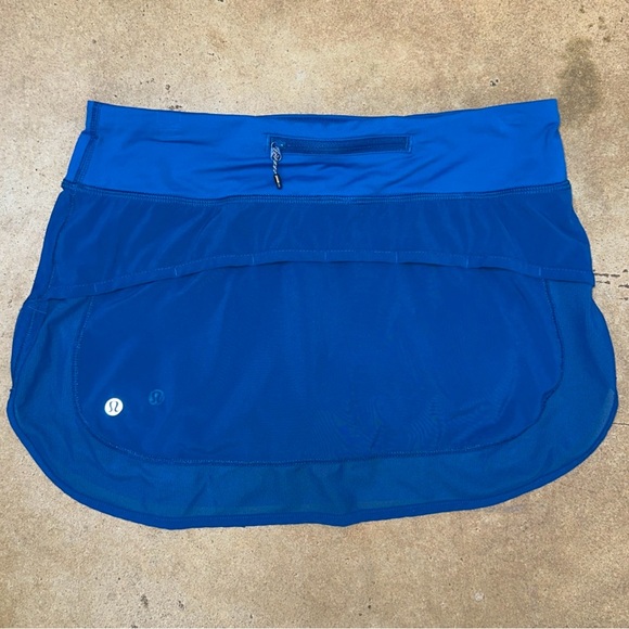 Lululemon Skort Women’s 6 Dark Blue Built-In Shorts Mesh Back Zip Pocket Running - Picture 1 of 8